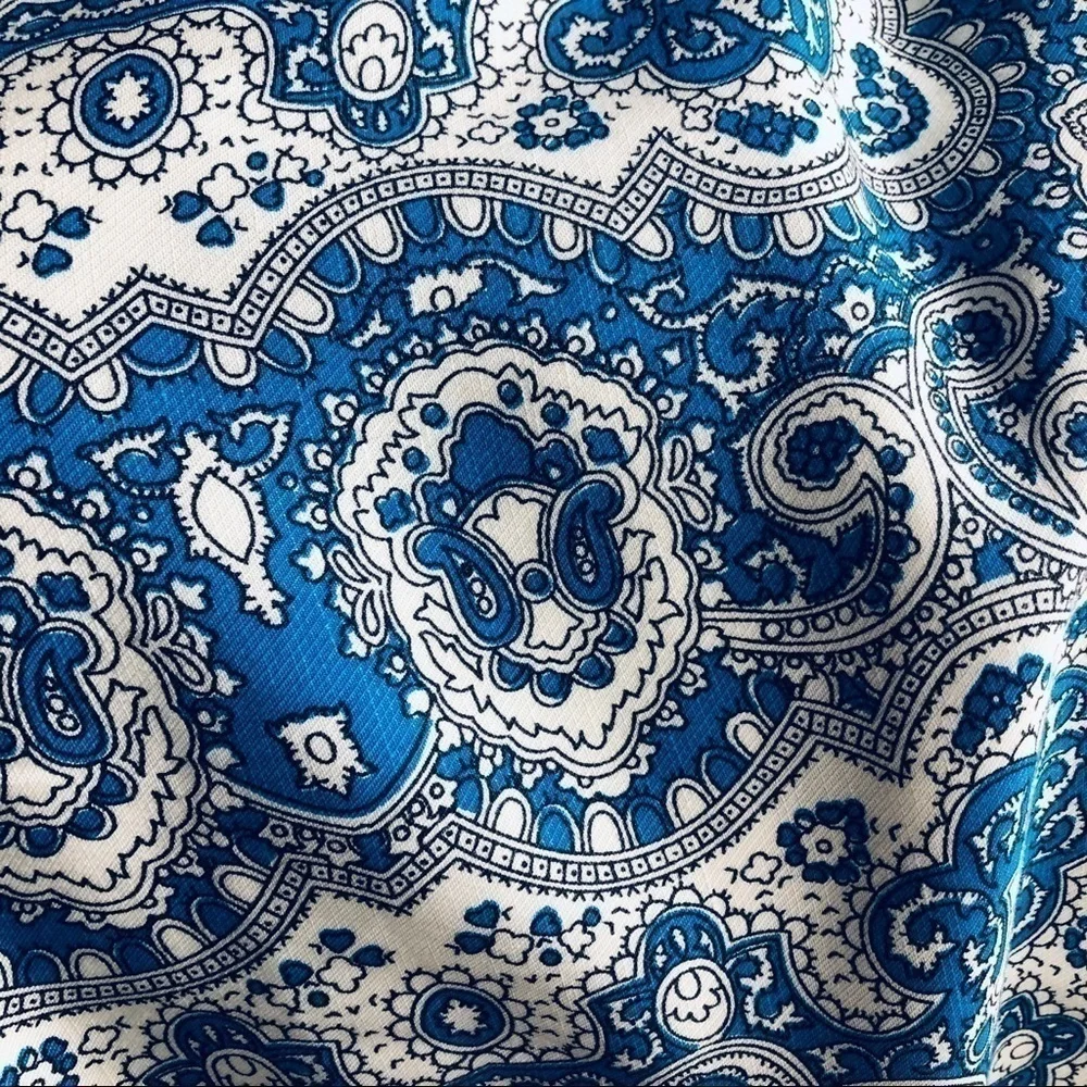 𝅺anthro Feather Bone Blue Talese Cropped Palazzos - Picture 9 of 12